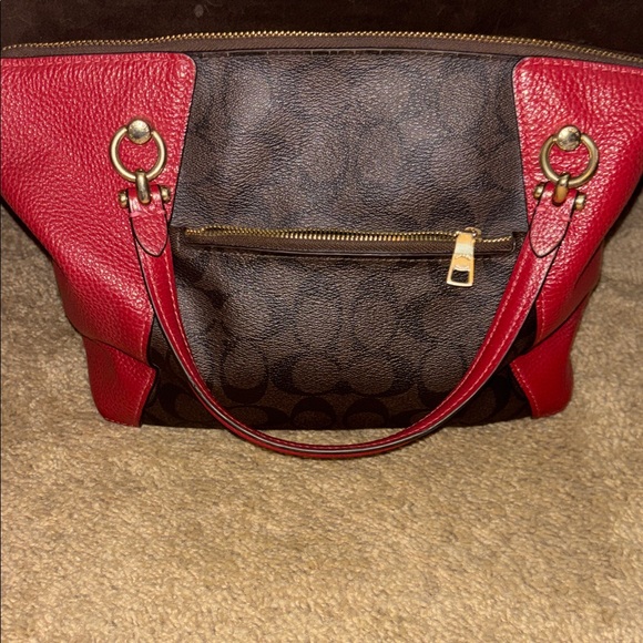 Coach Red and Brown Signature Shoulder Bag - Picture 2 of 5